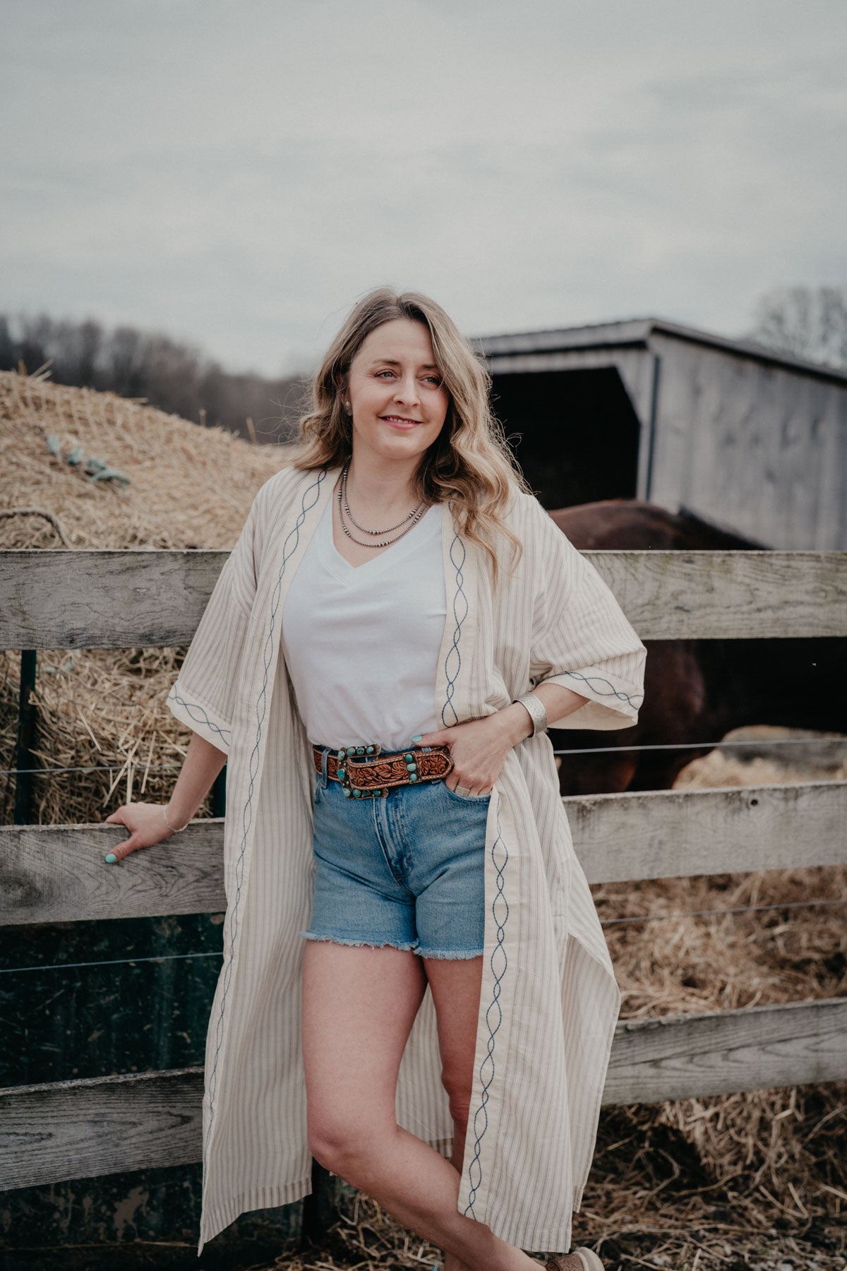 'Bella' Ariat Women's Duster Cardigan with Boot Stitch Detail (XS/S - XL/XXL)