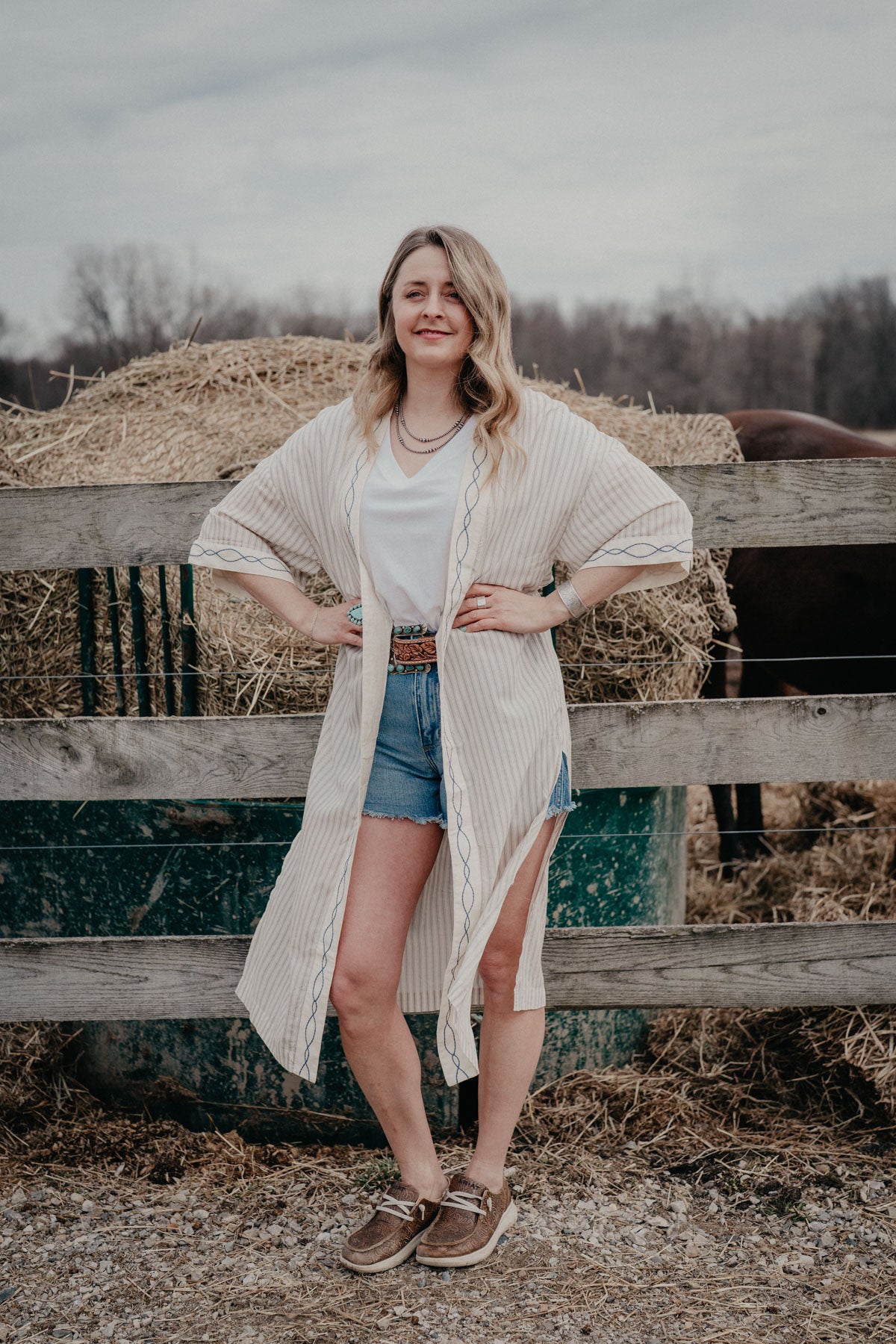 'Bella' Ariat Women's Duster Cardigan with Boot Stitch Detail (XS/S - XL/XXL)