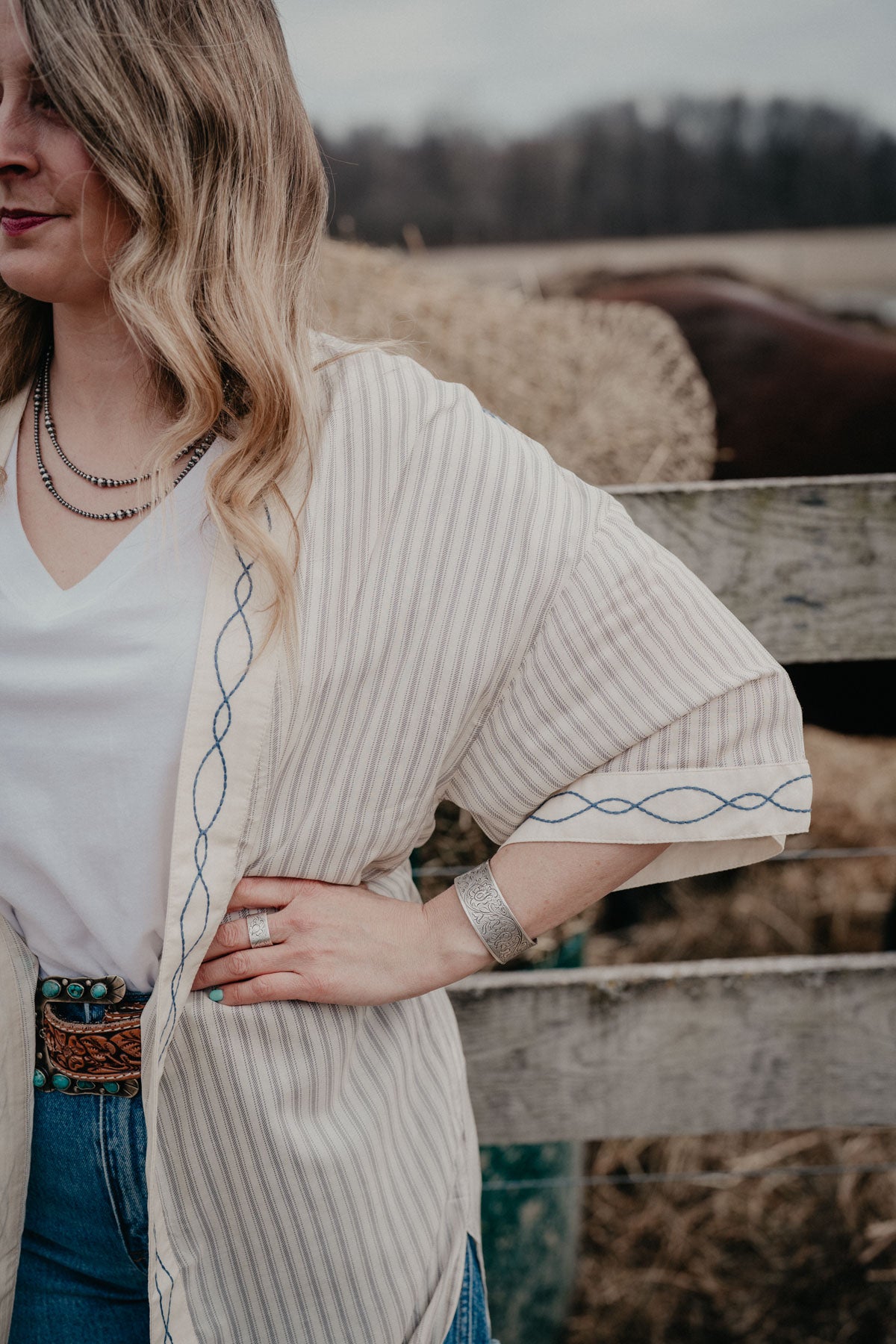 'Bella' Ariat Women's Duster Cardigan with Boot Stitch Detail (XS/S - XL/XXL)