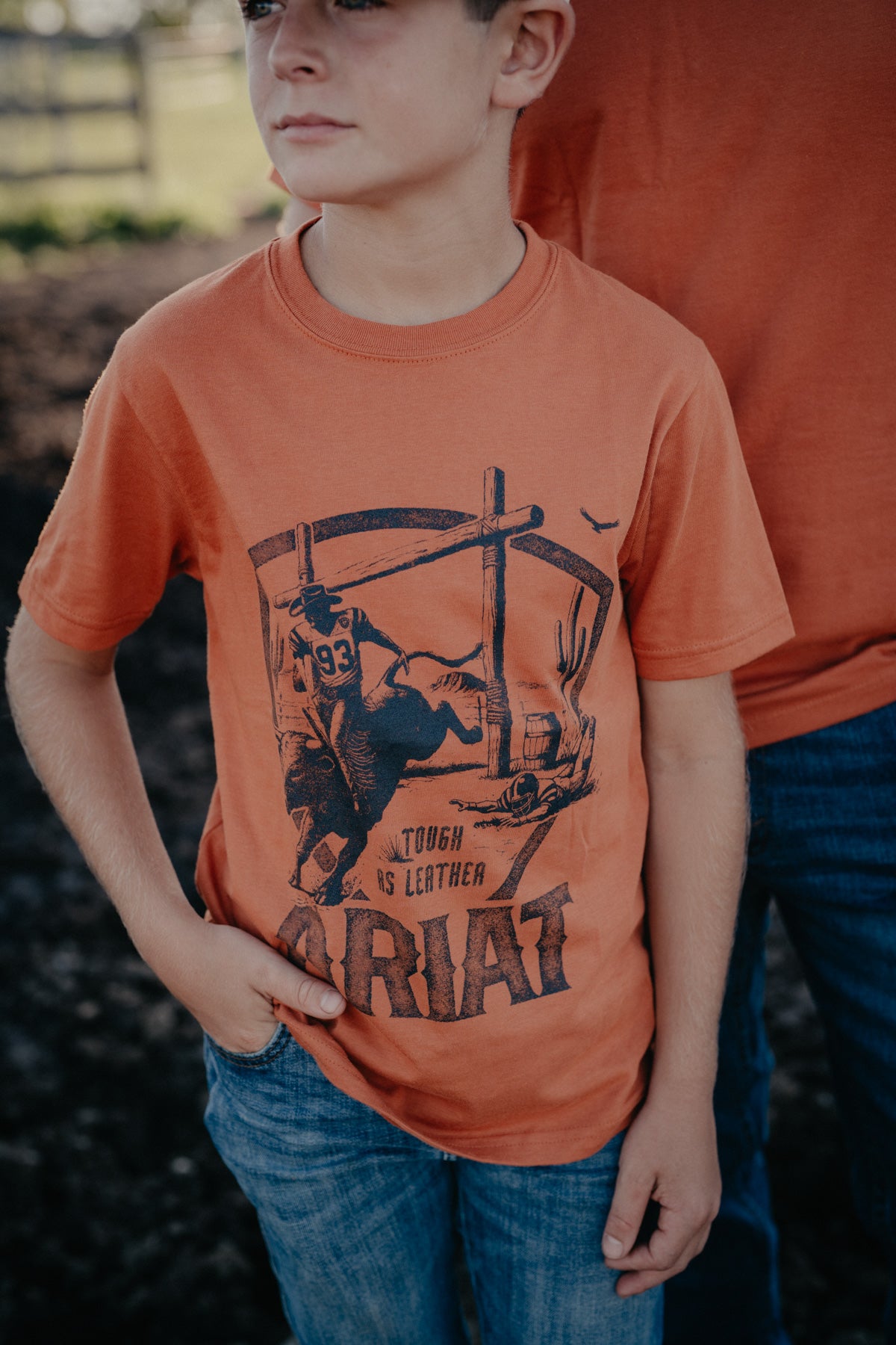 'Tough as Leather' Boy's Burnt Orange T-Shirt by Ariat
