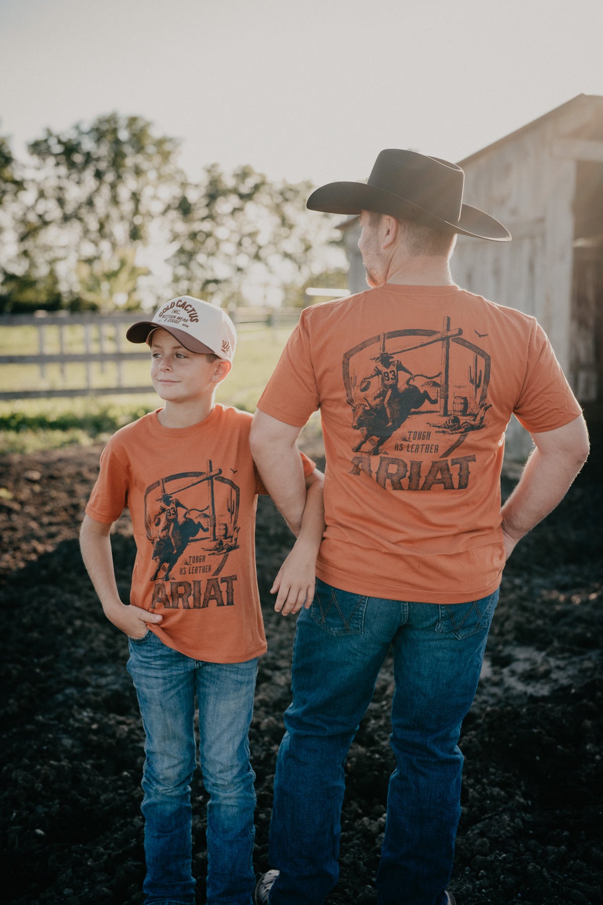'Tough Leather' Men's Burnt Orange Ariat T-Shirt
