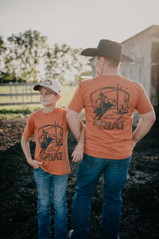 'Tough Leather' Men's Burnt Orange Ariat T-Shirt