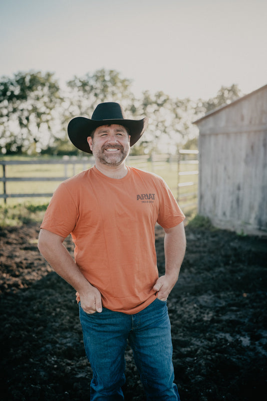 'Tough Leather' Men's Burnt Orange Ariat T-Shirt