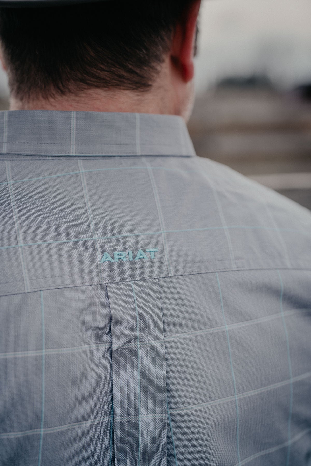 'Percy' Men's Ariat Classic Fit Grey/Blue Plaid Short Sleeve Button Down Shirt (S - XXL)