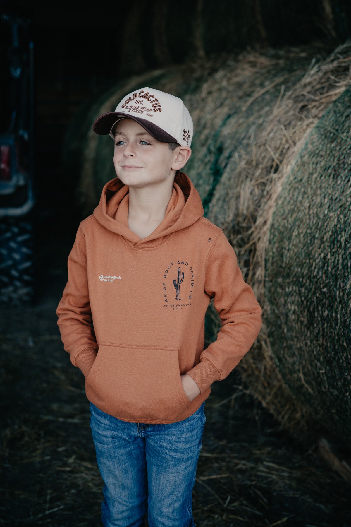 'Cowboy Tough' Boy's Rust Orange Hoodie by Ariat