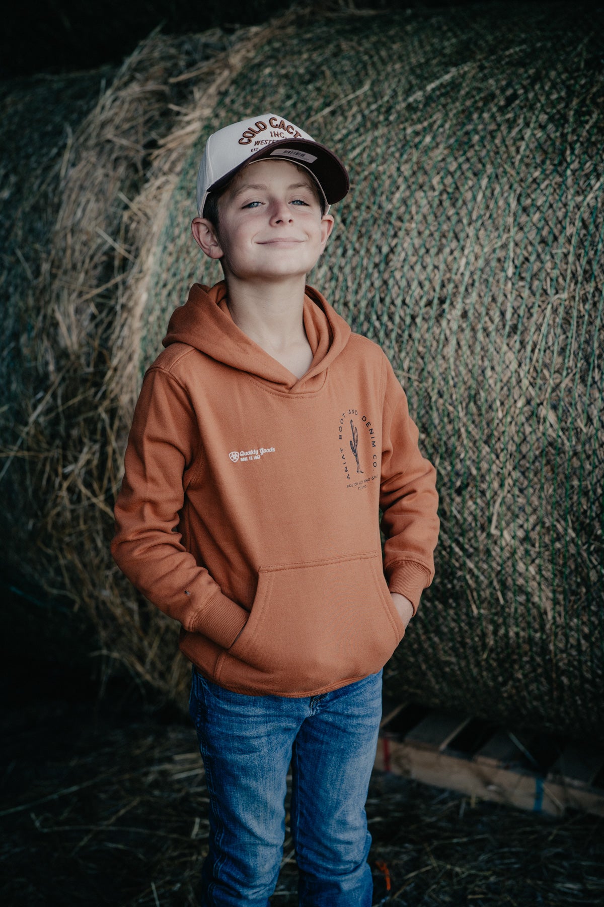 'Cowboy Tough' Boy's Rust Orange Hoodie by Ariat