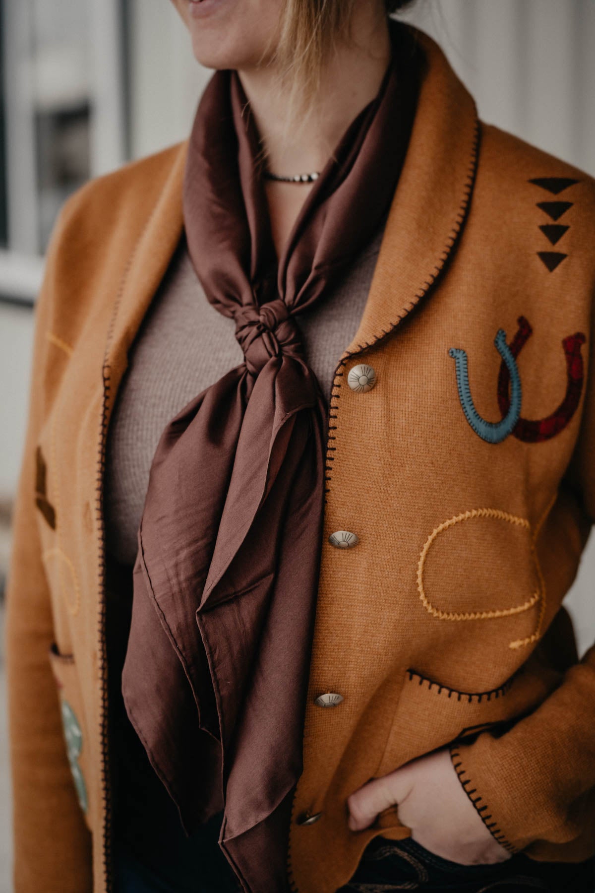 Solid Silk 42" X-Large Wild Rag (Chocolate & Black)