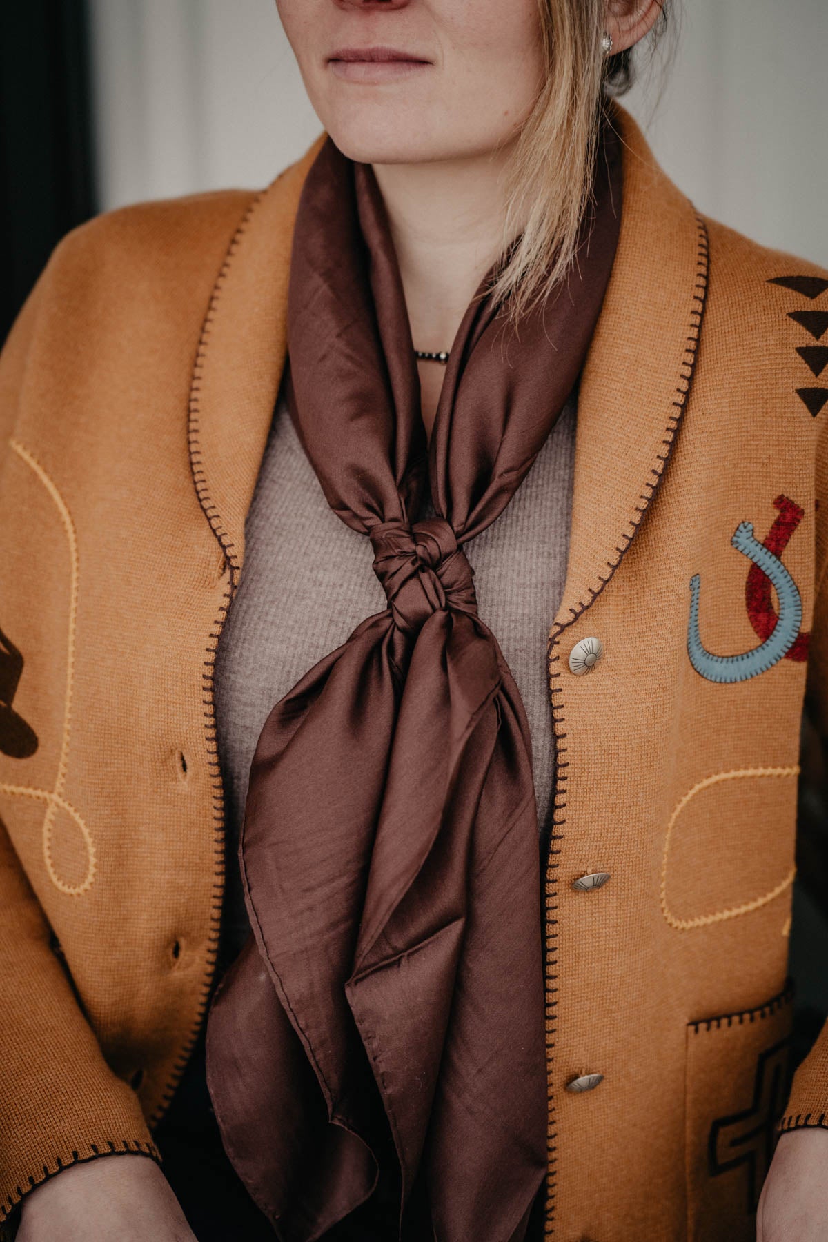 Solid Silk 42" X-Large Wild Rag (Chocolate & Black)