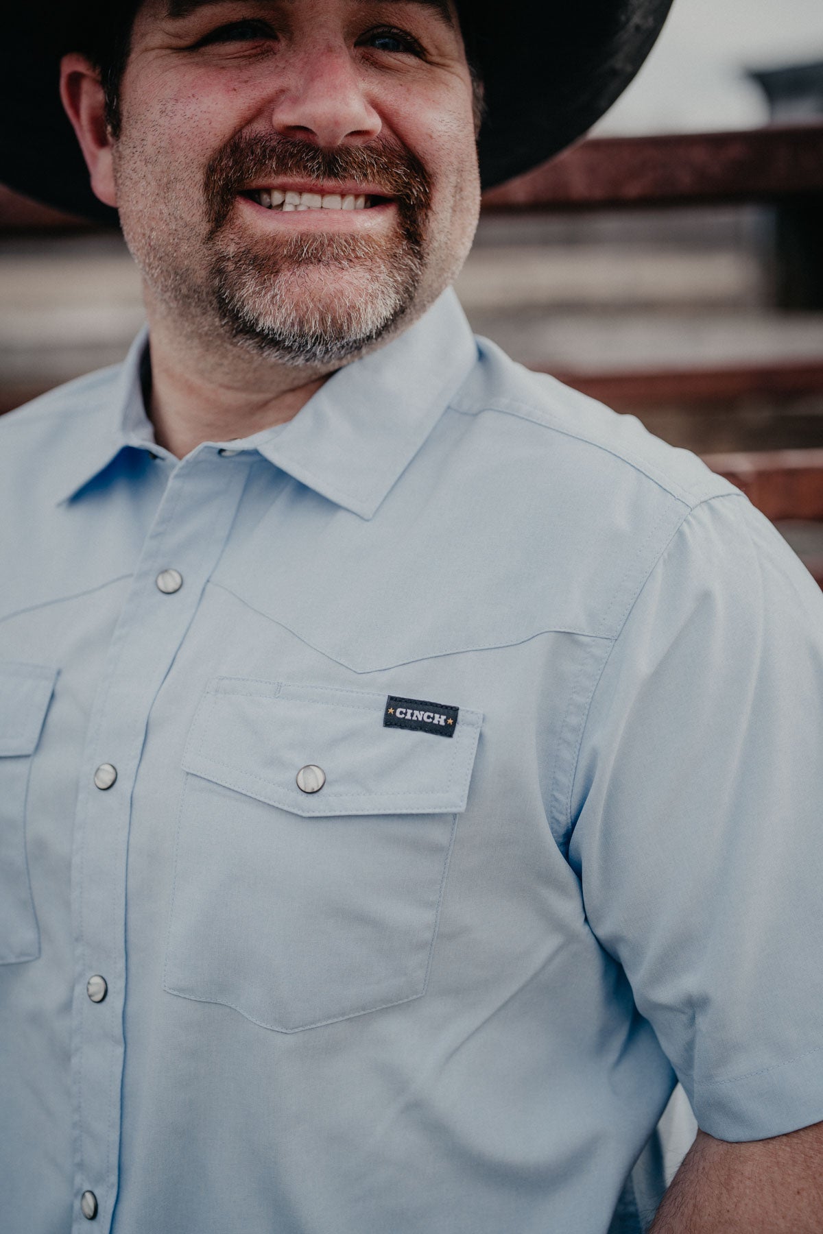 'Stephan' Light Blue Short Sleeve Pearl Snap Camp Shirt by CINCH (S-XXL)