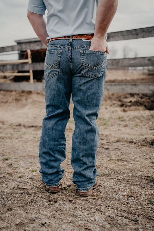 'Jack' CINCH Grant Relaxed Bootcut Mid Stone Wash Jean (28-40)
