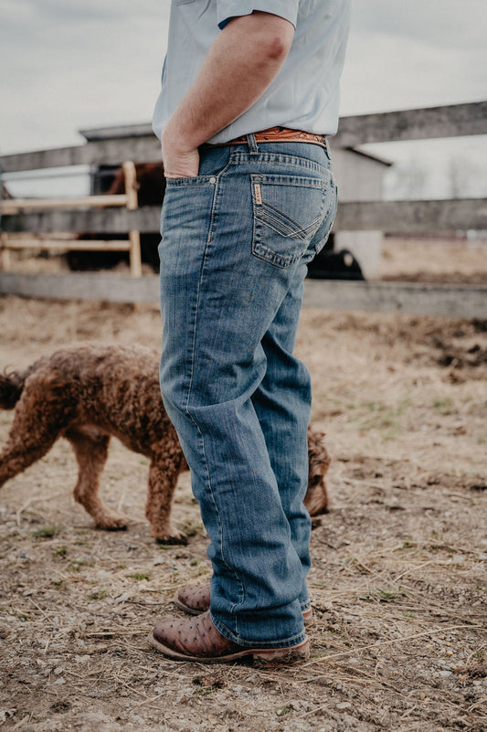 'Jack' CINCH Grant Relaxed Bootcut Mid Stone Wash Jean (28-40)