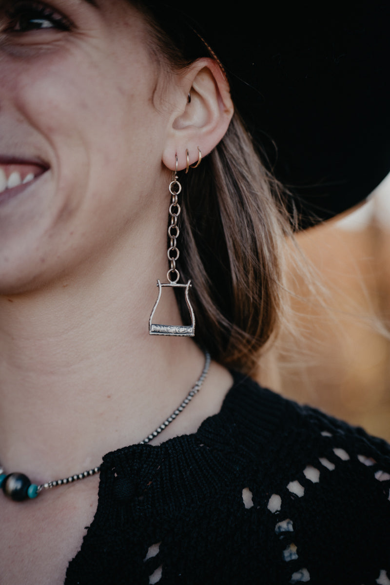 Tooled Silver 'Stirrup' Earrings