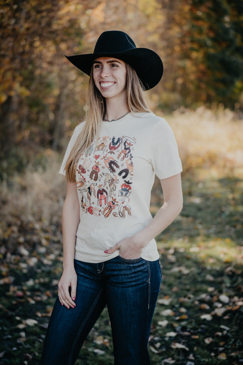 'Way Out West' Natural T-shirt by XOXO Art & Co (XS-XXL)