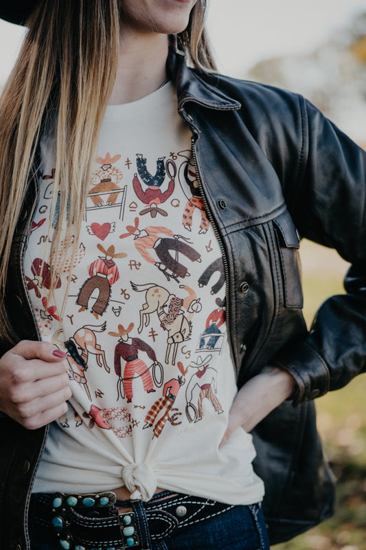 'Way Out West' Natural T-shirt by XOXO Art & Co (XS-XXL)