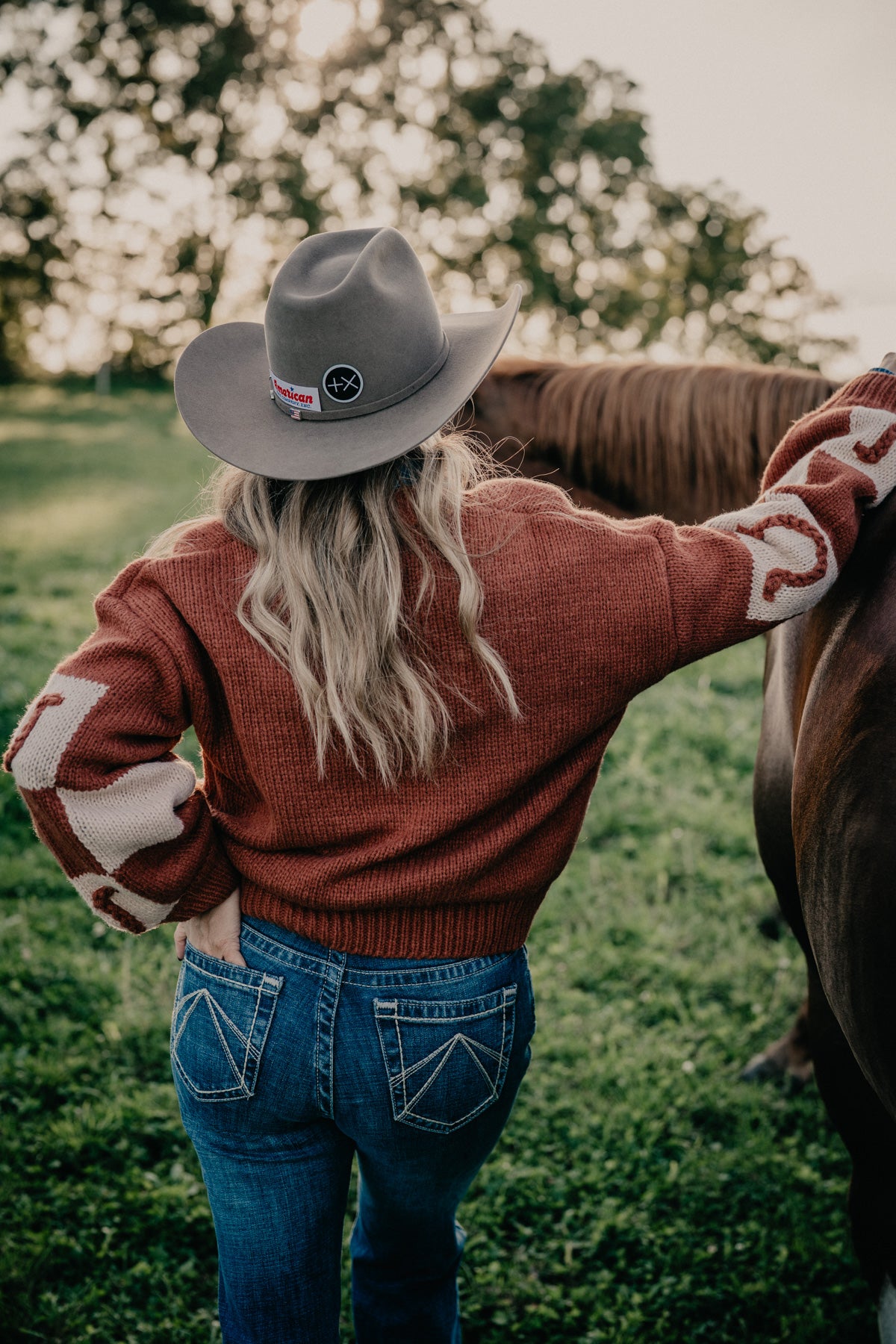 'Bonnie' Rust Horseshoe Cardigan by Howdy Hanny