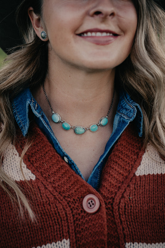 5 Turquoise Stone Choker Necklace