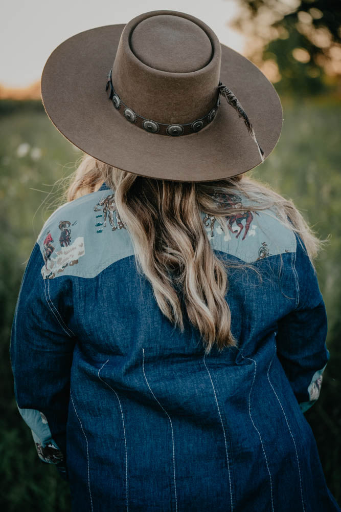 'Adirondack'' Denim Pearl Snap Shirt with Western Yoke by Tasha Polizzi (S ONLY)