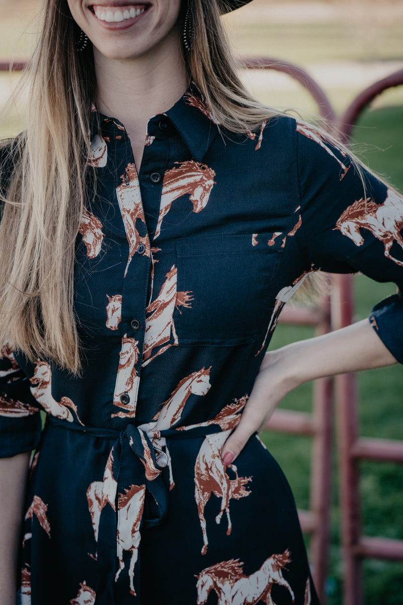 'Melody' Black Horse Print Maxi Dress (S-XXL)