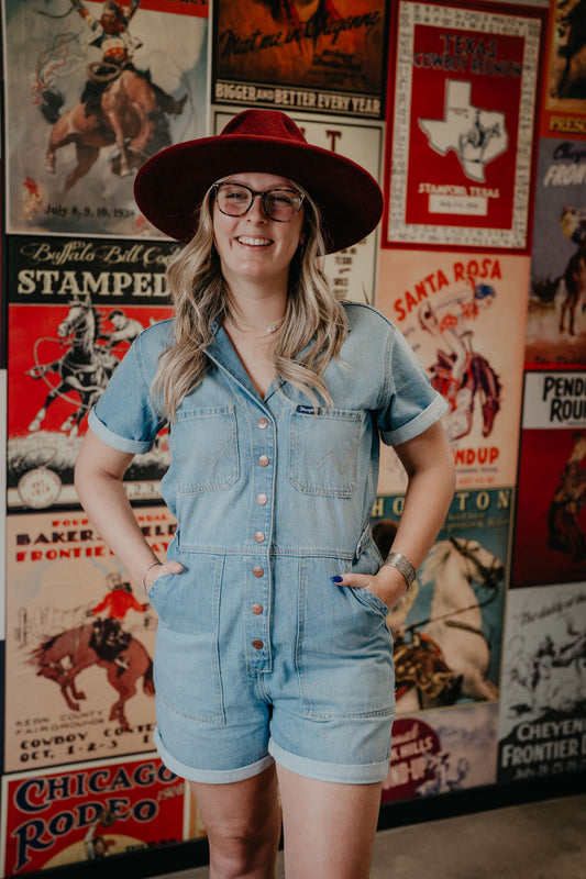 'Wrenley' Wrangler Denim Snap Romper (XS-XXL)