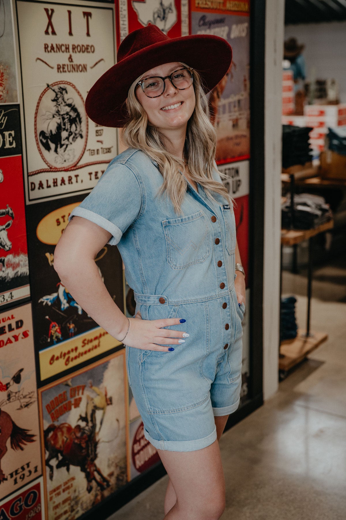 'Wrenley' Wrangler Denim Snap Romper (XS-XXL)