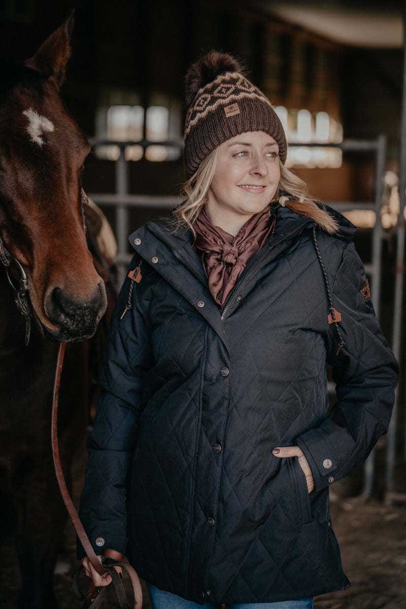 'Celine' Women's CINCH Black Quilted Barn Coat (XS-XXL)