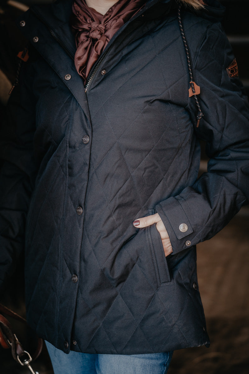 'Celine' Women's CINCH Black Quilted Barn Coat (XS-XXL)