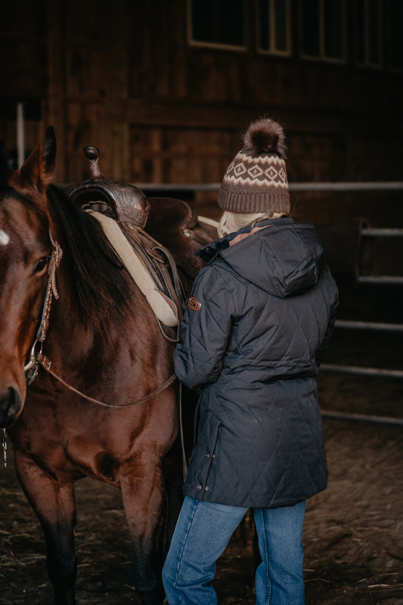'Celine' Women's CINCH Black Quilted Barn Coat (XS-XXL)