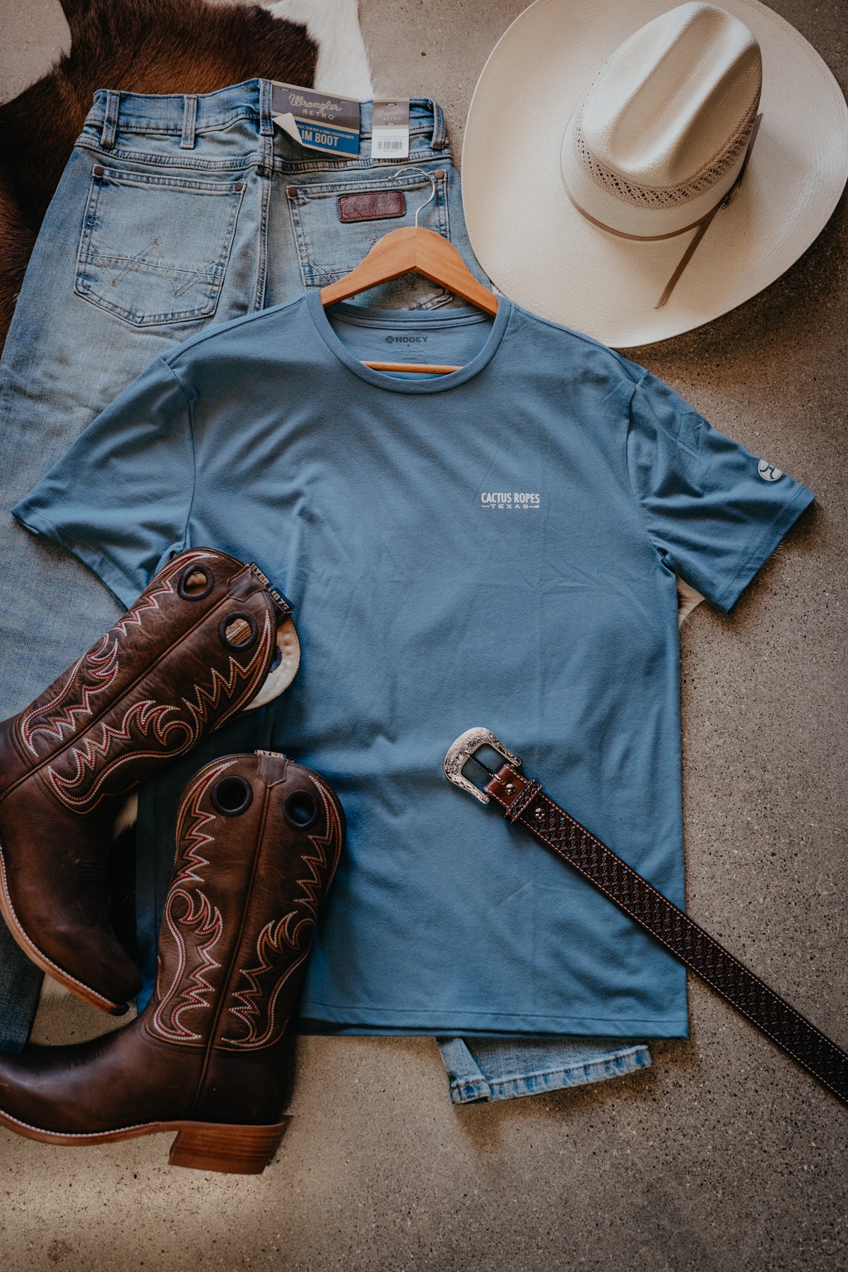 'Cactus Ropes' Men's Hooey Dark Denim T-shirt (S-XXL)
