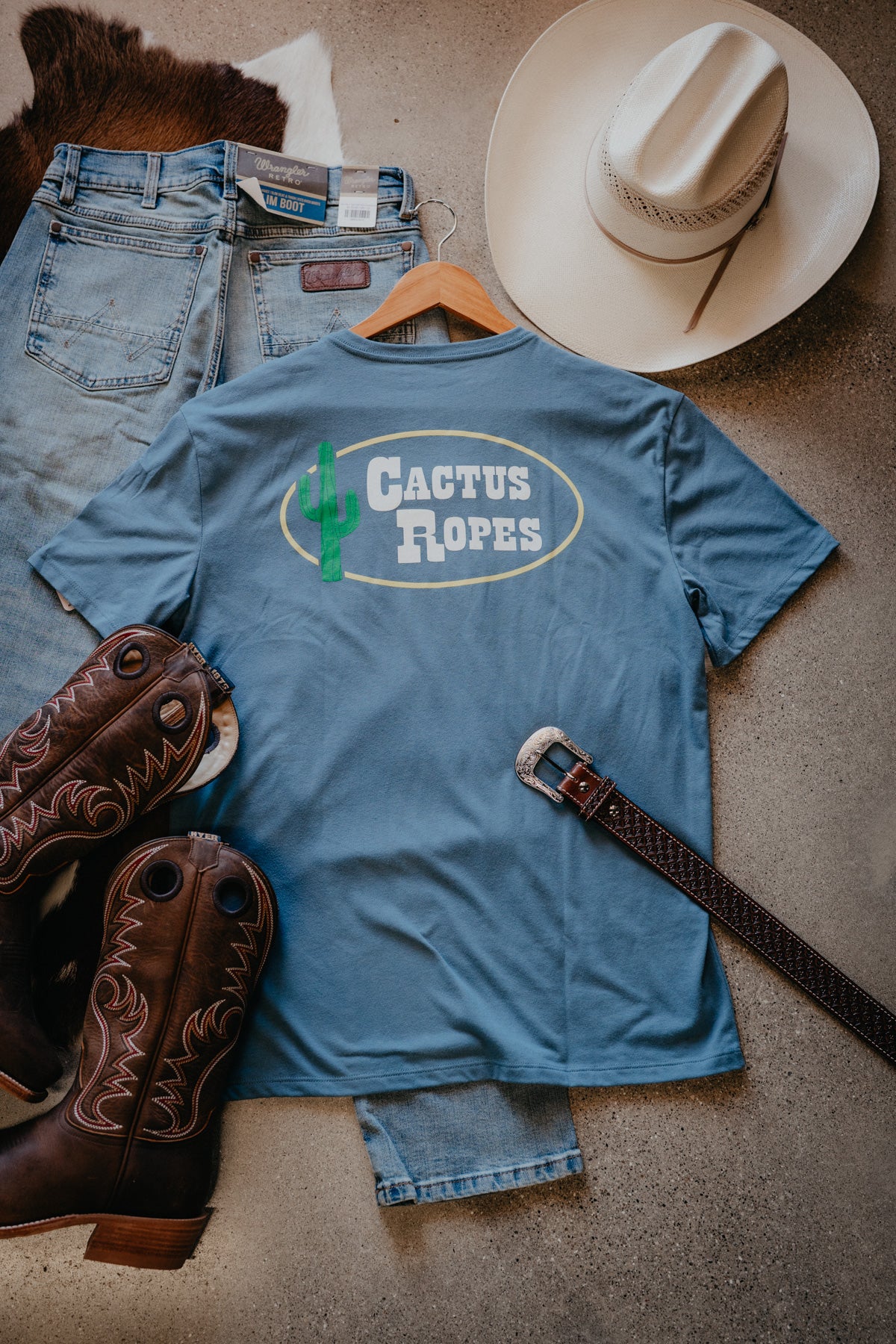 'Cactus Ropes' Men's Hooey Dark Denim T-shirt (S-XXL)