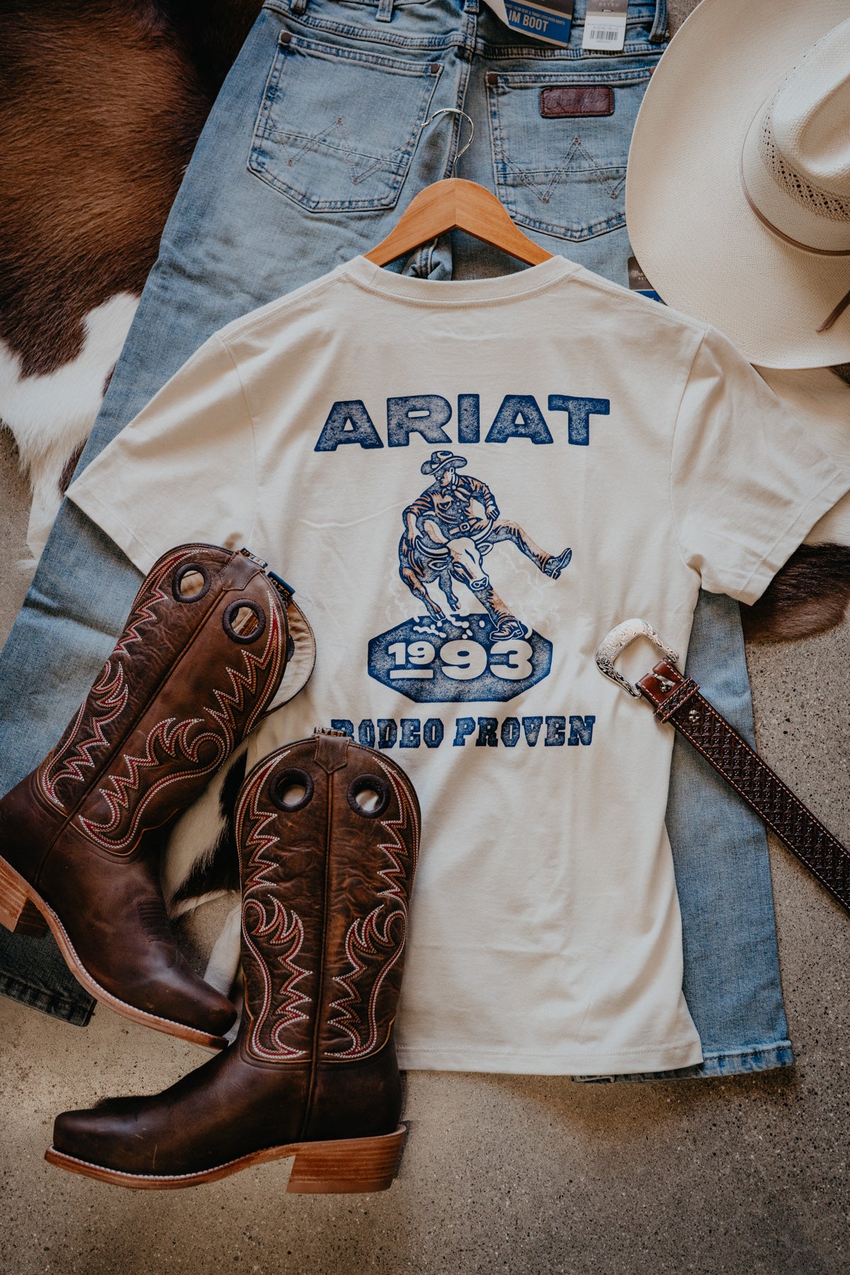 'Rodeo Proven' Men's Cream Ariat T-Shirt (S-XXL)