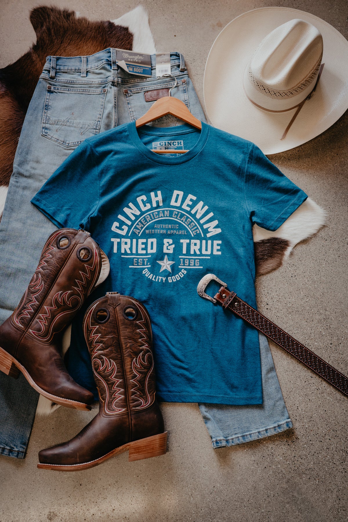 'Tried & True' Men's Deep Teal T-Shirt by CINCH (S-XXL)