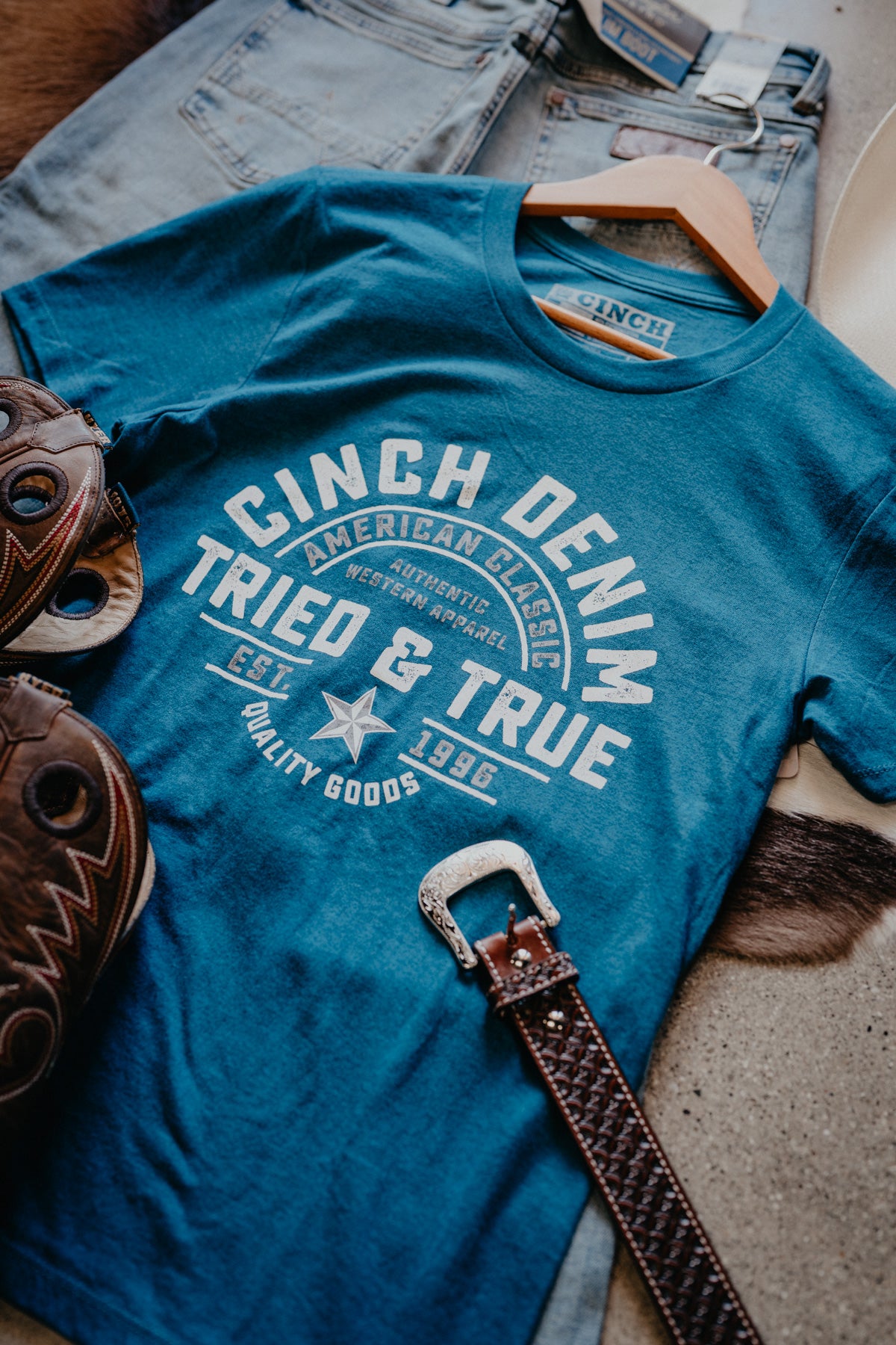 'Tried & True' Men's Deep Teal T-Shirt by CINCH (S-XXL)
