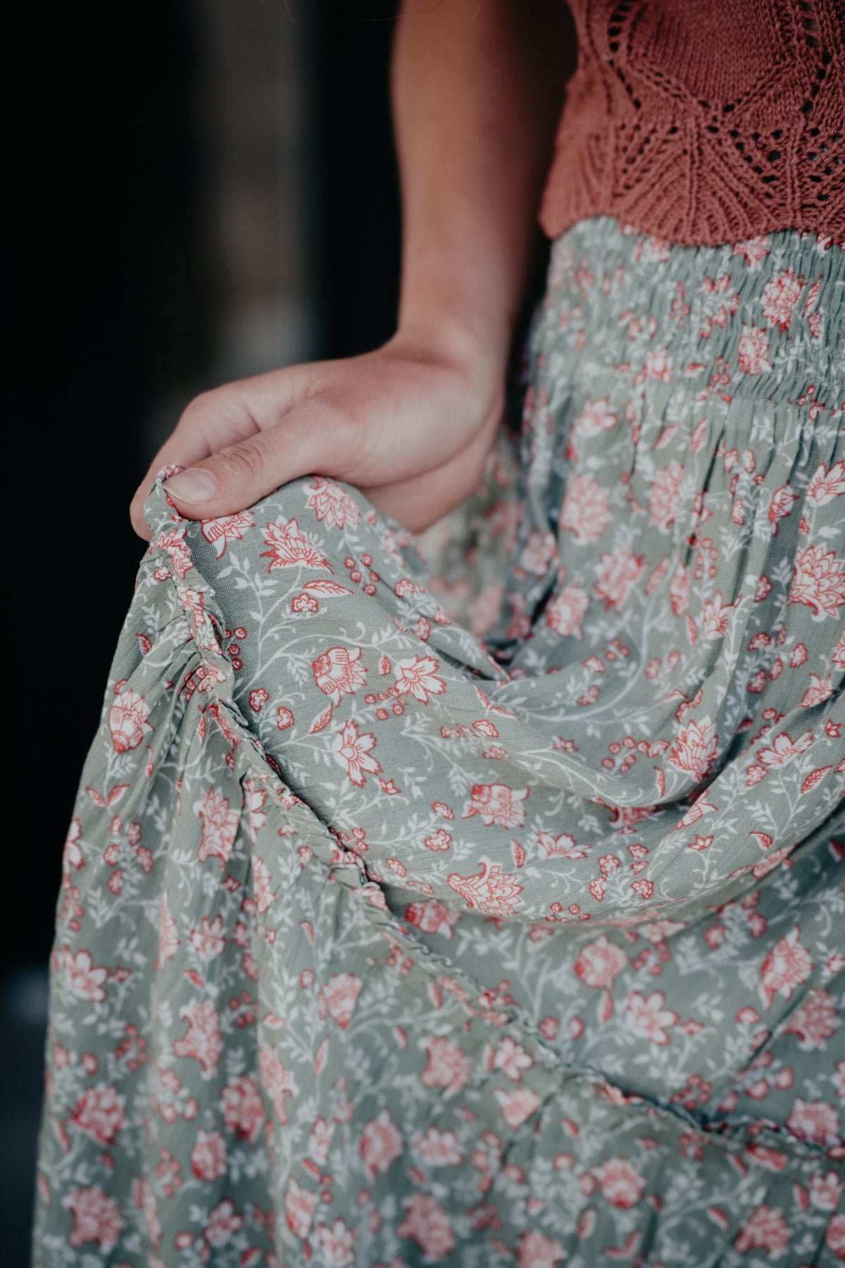 'Rae' Floral Printed Tiered Skirt by Rock and Roll Denim (XS-XXL)