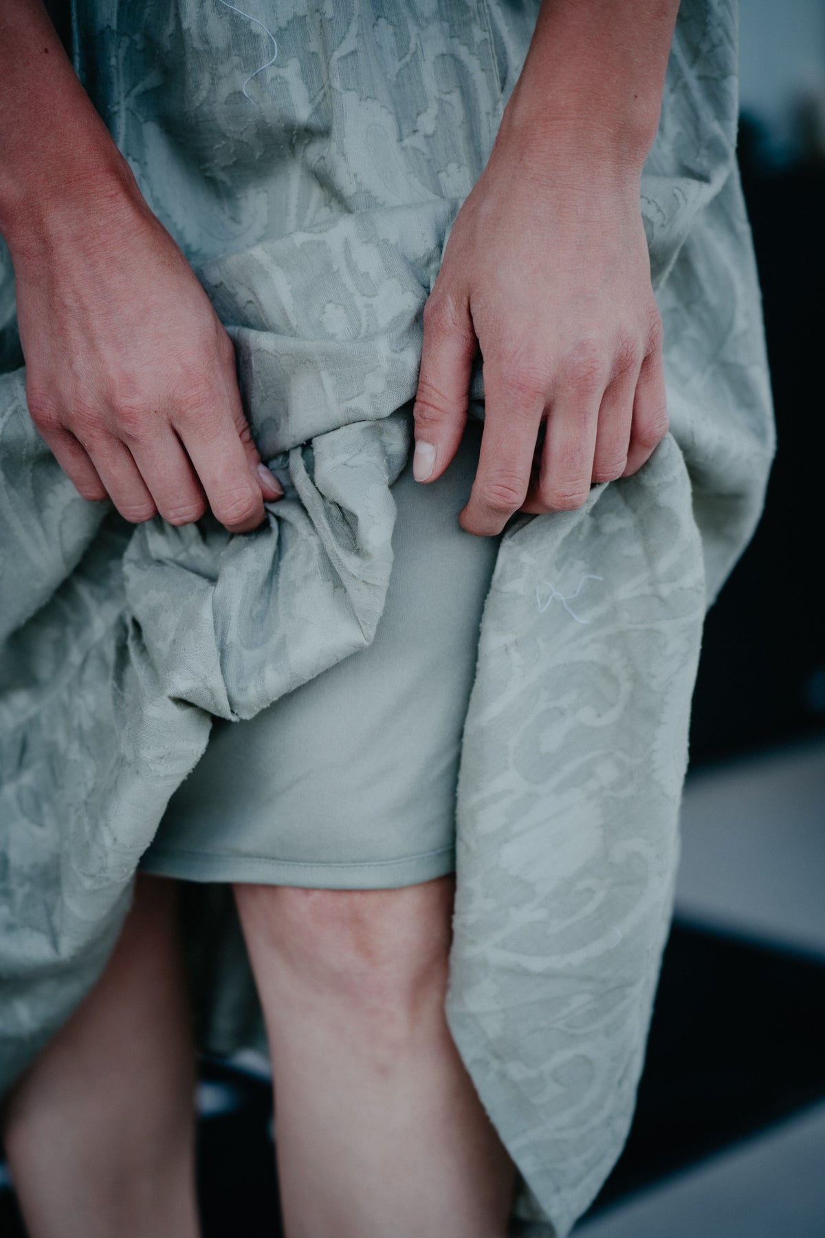 'Jacqulyn' Sage Jacquard Midi Dress (S - XL)