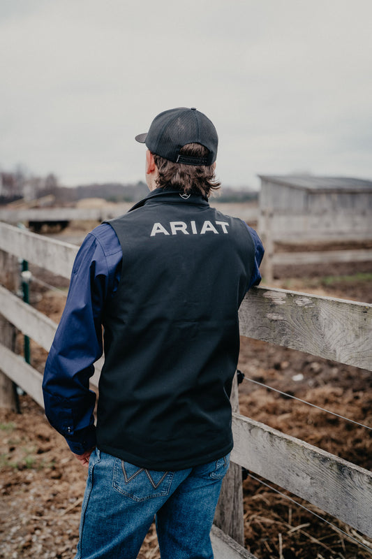 'Landon' Men's Black Ariat Softshell Logo Vest (S - XXL)