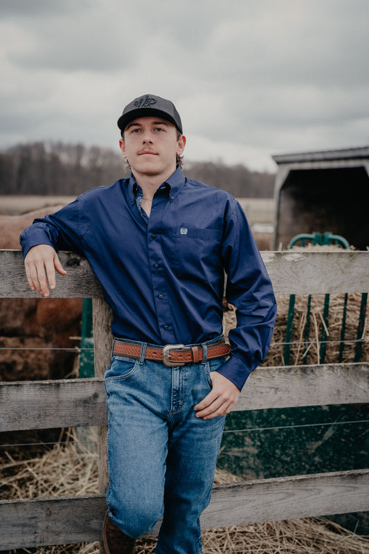 'Nathan' Men's Solid Navy Classic CINCH Button Down (XS-3XL)