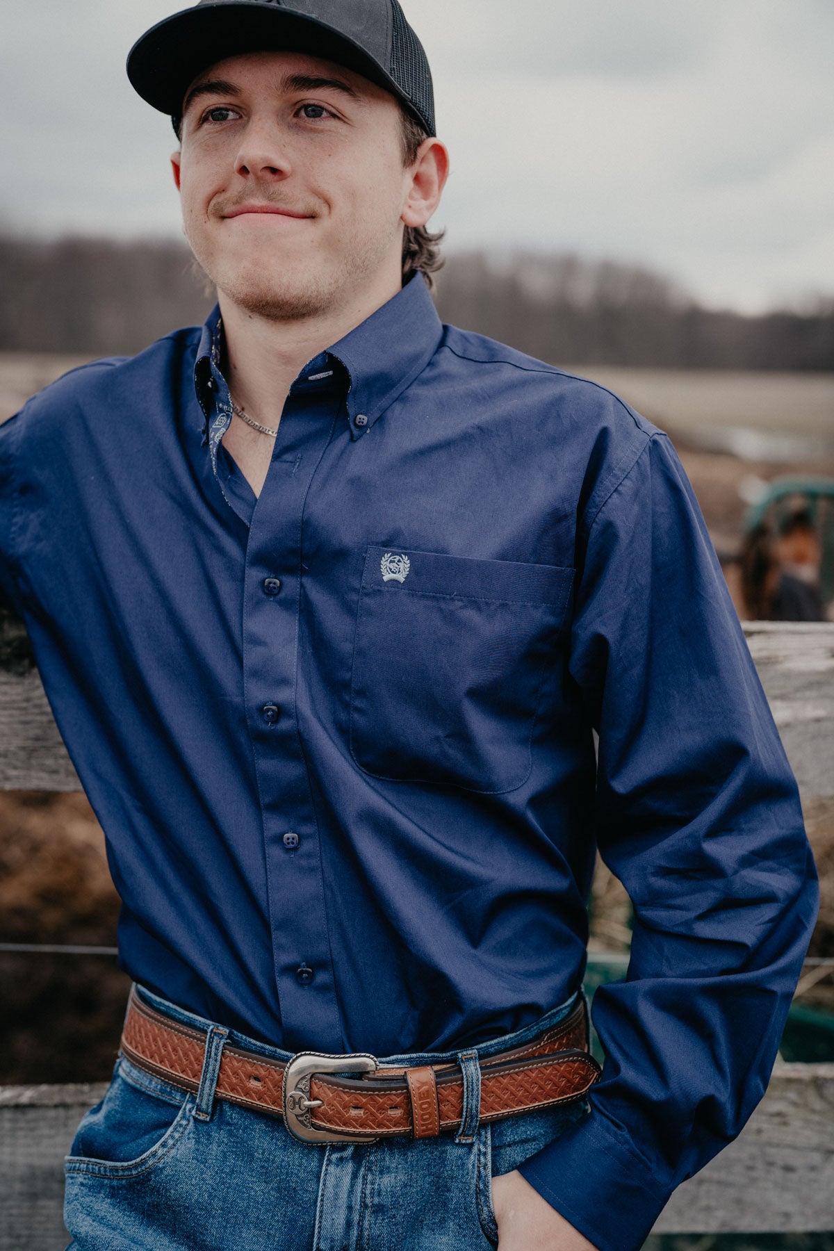 'Nathan' Men's Solid Navy Classic CINCH Button Down (XS-3XL)