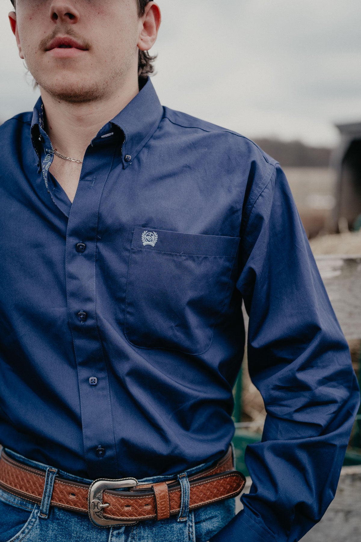 'Nathan' Men's Solid Navy Classic CINCH Button Down (XS-3XL)