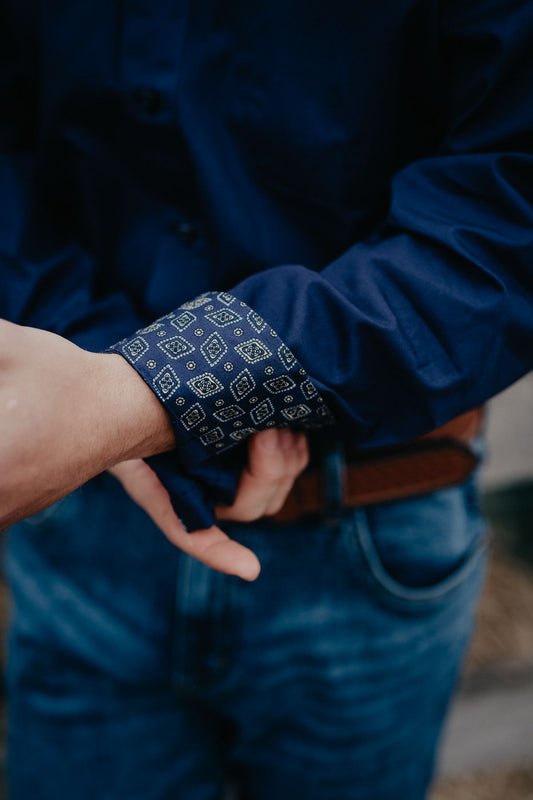'Nathan' Men's Solid Navy Classic CINCH Button Down (XS-3XL)