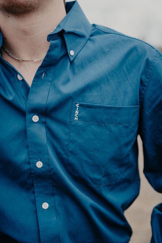 'Shaun' Men's CINCH Modern Fit Solid Blue Button Down (S-XXL)