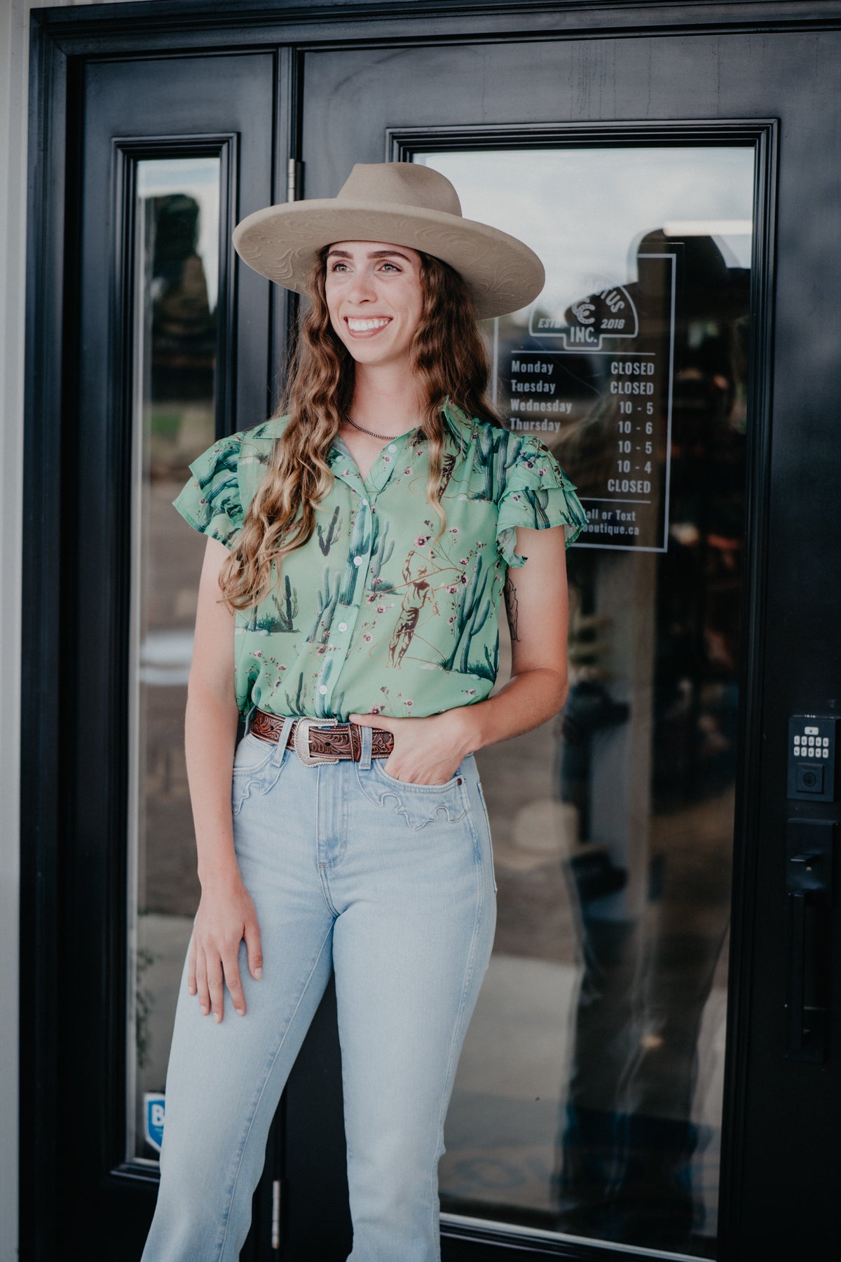 'Coral Cactus' Double Flutter Blouse (S-XL)
