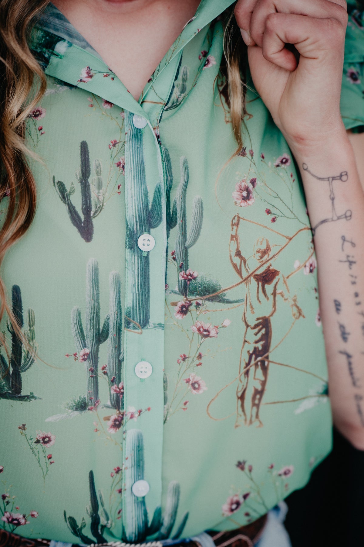 'Coral Cactus' Double Flutter Blouse (S-XL)