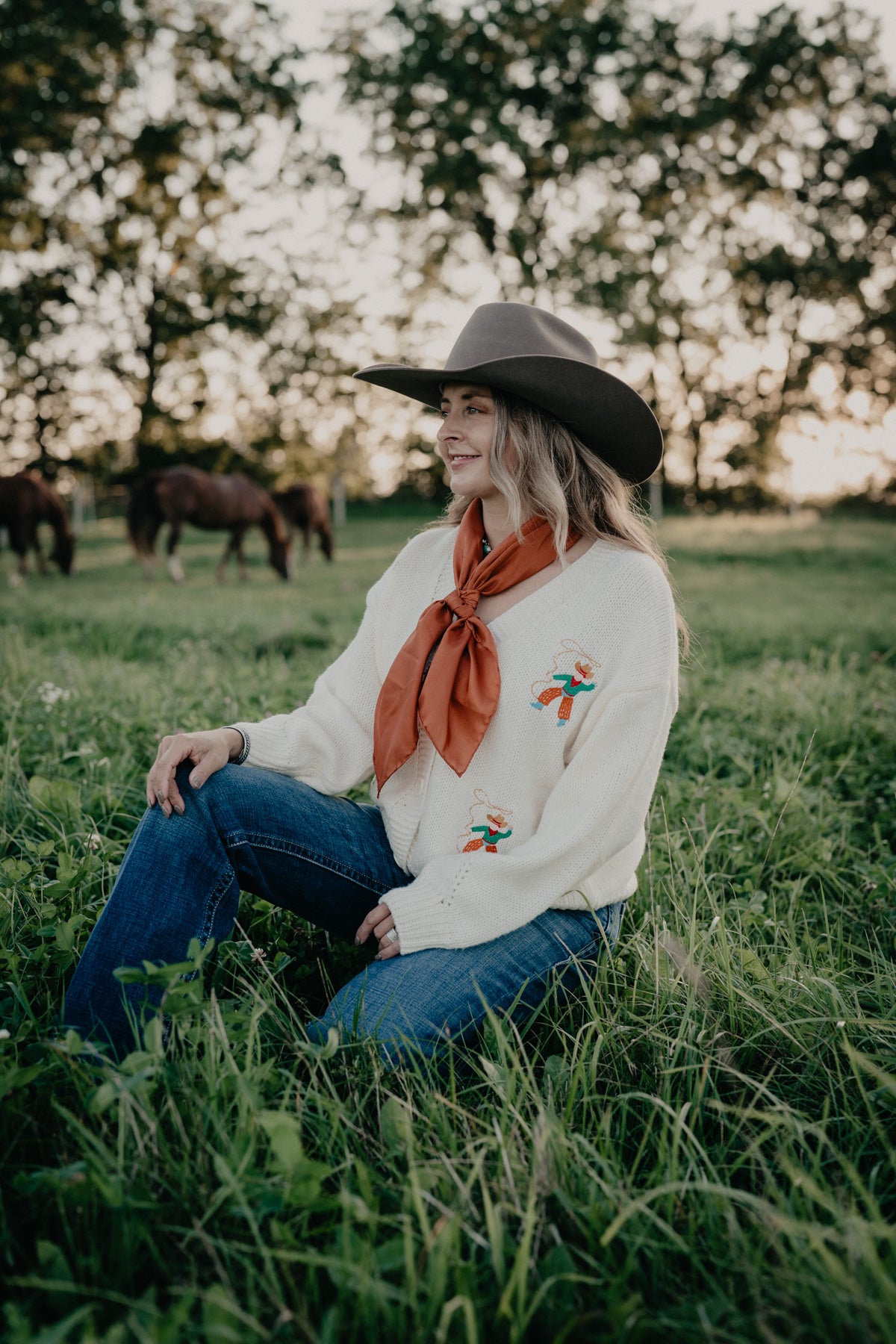 'Ropin' Cowboy' Cream Knit Cardigan