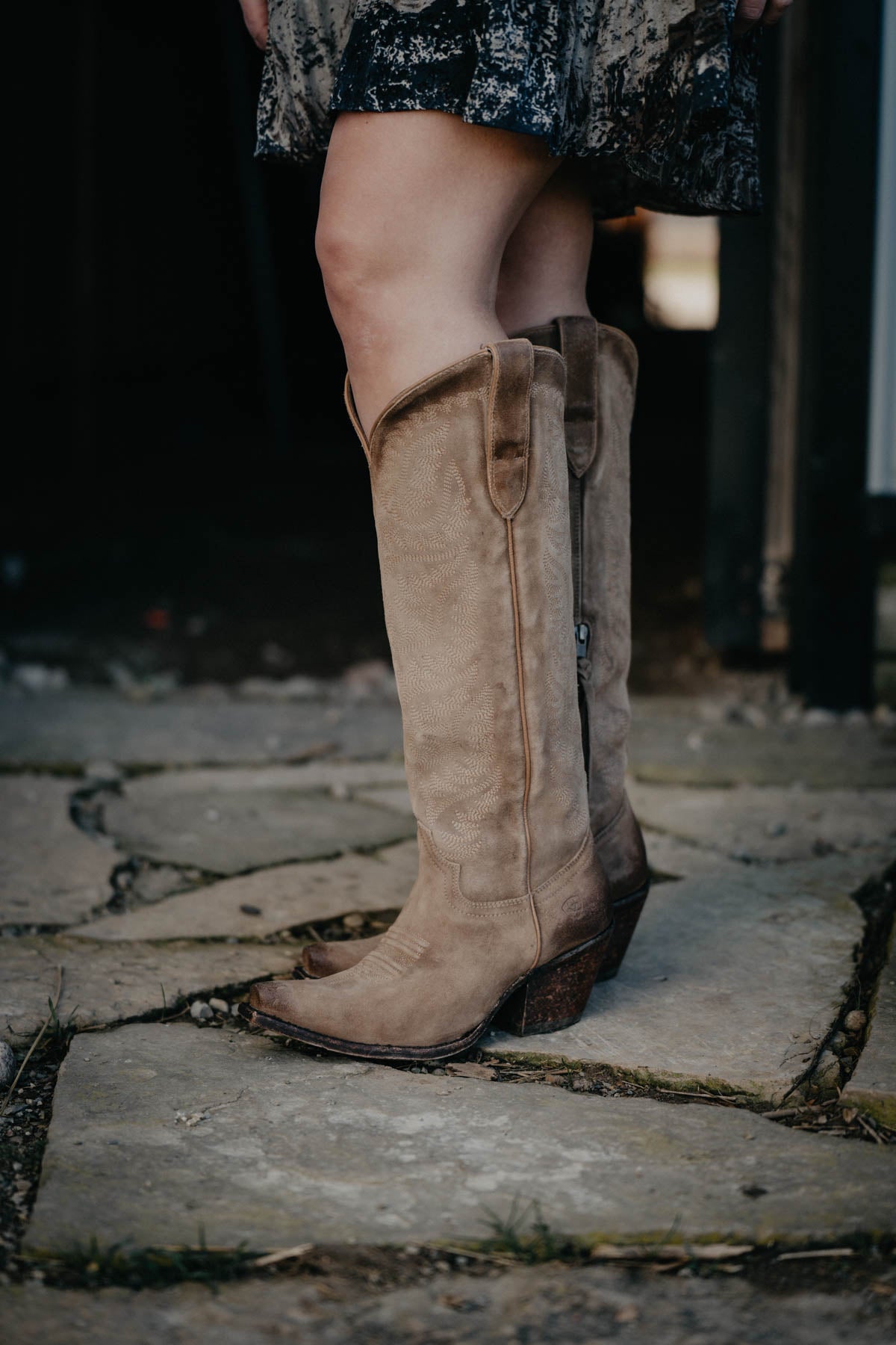 'Laramie' Ariat Tall Suede Western Boot with Calf Stretch Fit
