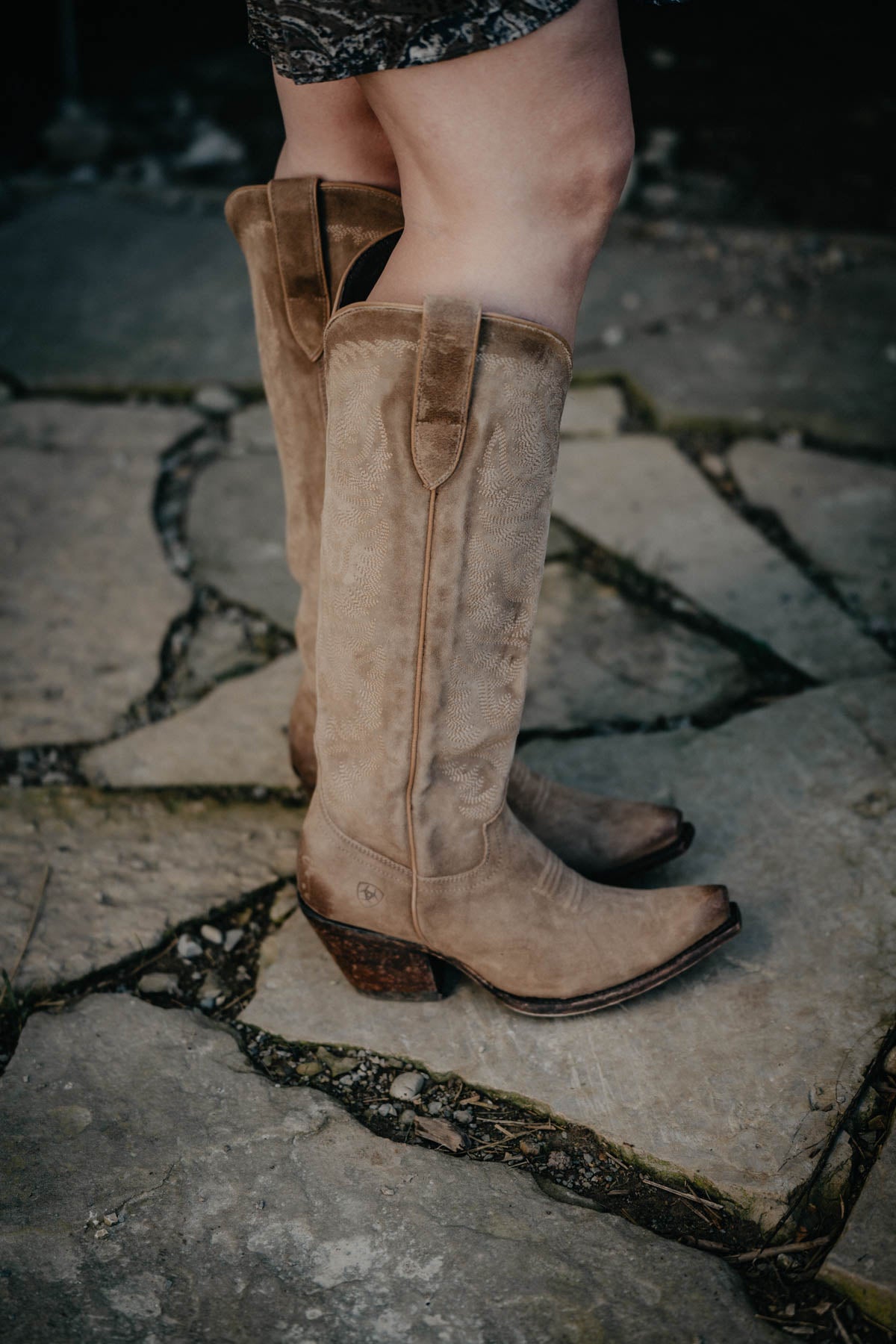 'Laramie' Ariat Tall Suede Western Boot with Calf Stretch Fit