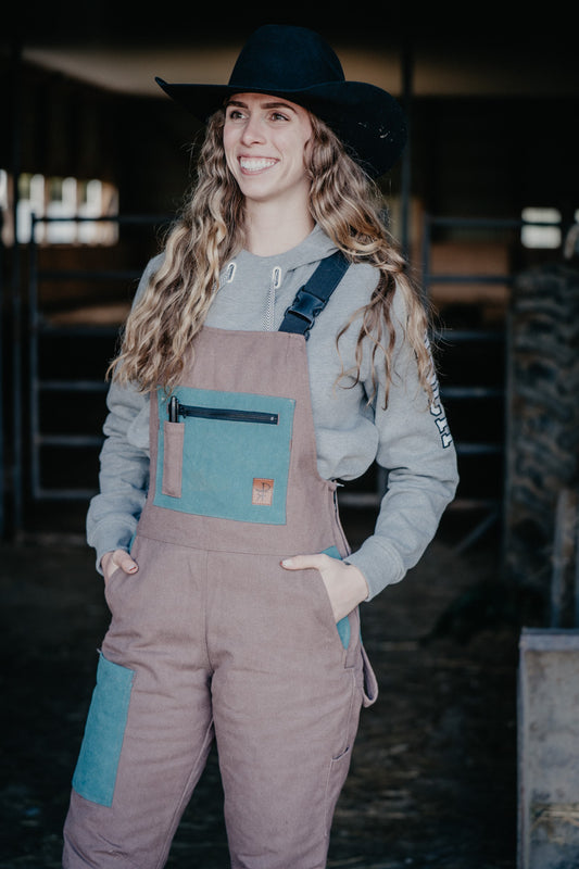 Women's Zippered Leg Turquoise Sand Insulated Overalls (XXS-XXL)