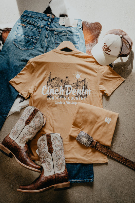 'Country Cowboy' Gold Men's T-Shirt by CINCH