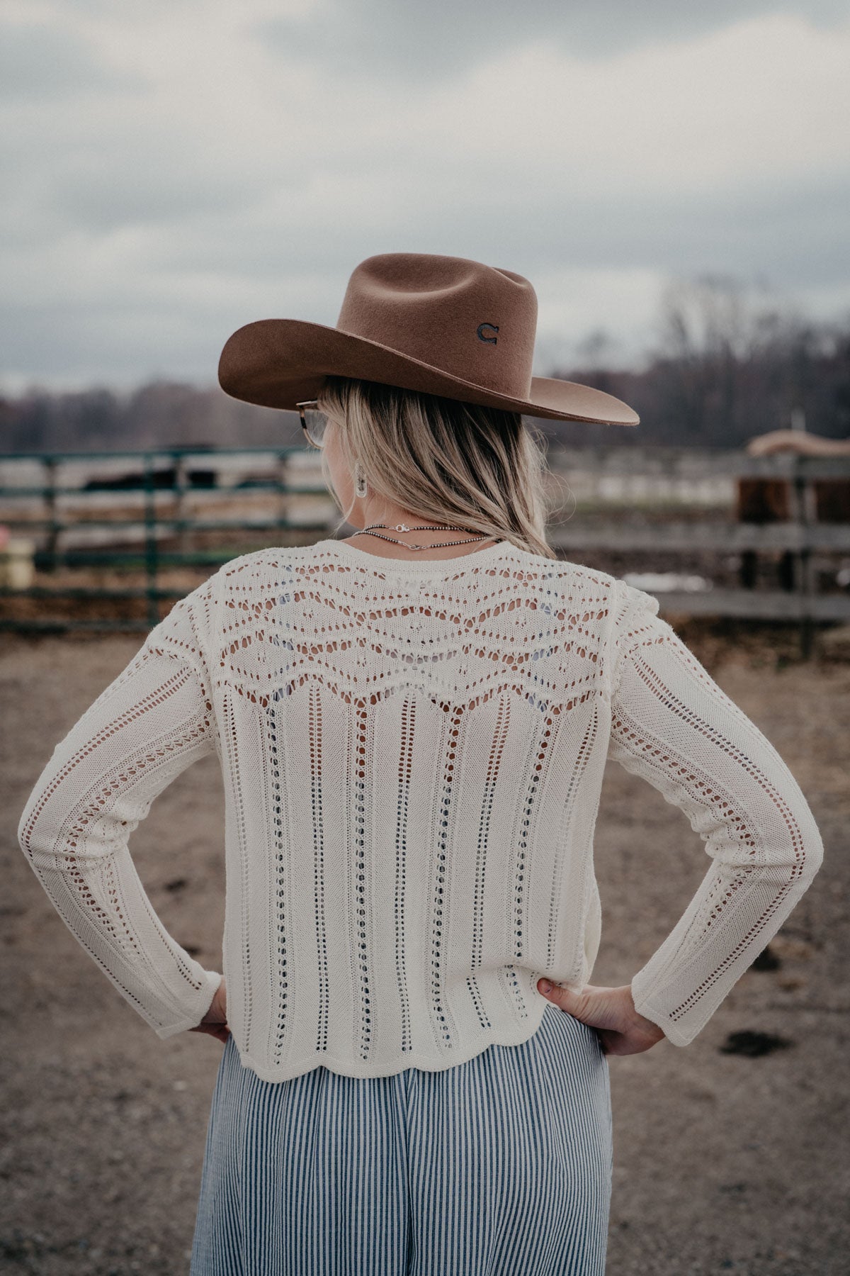 'Spring Sky's' Women's Crochet Button Front Sweater (XS-L)