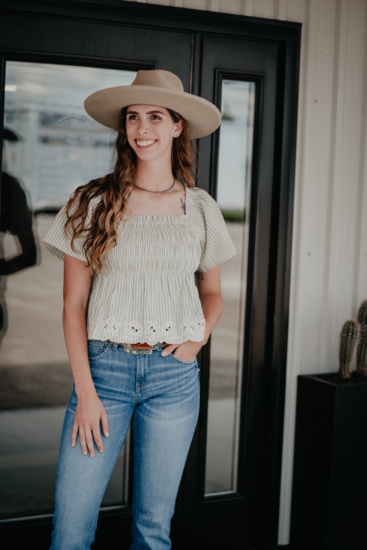 'Willow' Smocked Bodice Peplum Top (S-L)
