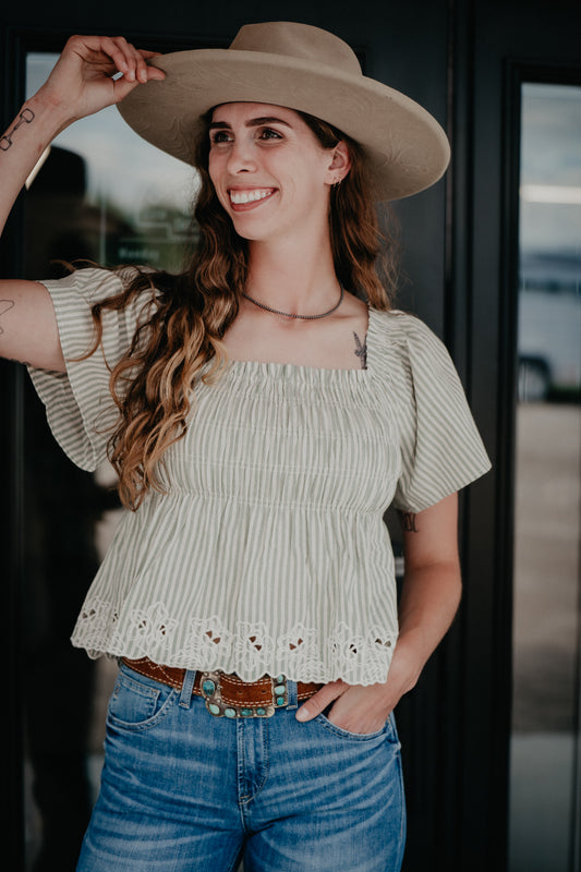 'Willow' Smocked Bodice Peplum Top (S-L)